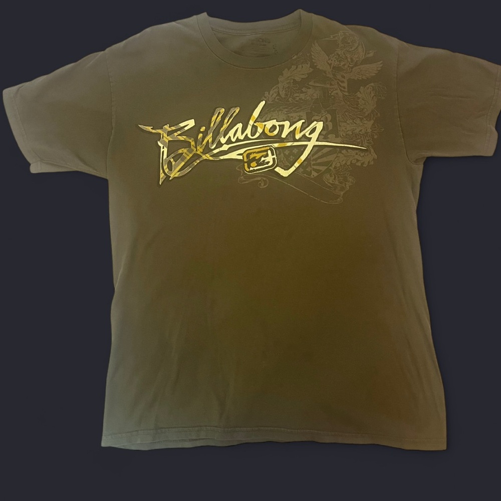 Billabong Khaki Tee with Gold Logo